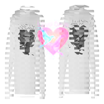 Colorful Love Birds Decor On Gradient Heart Background Long Sleeve T-Shirt T-Shirt | Mazezy