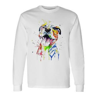 Colorful Pit-Bull Terrier Dog Love-R Dad Mom Boy Girl Long Sleeve T-Shirt - Thegiftio UK
