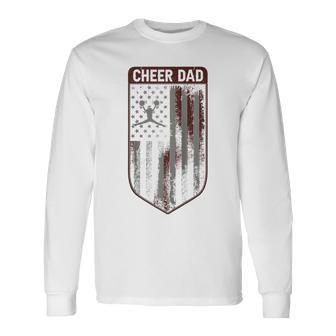 Cool Fathers Day 4Th Of July Us Flag Cheer Dad Long Sleeve T-Shirt - Seseable