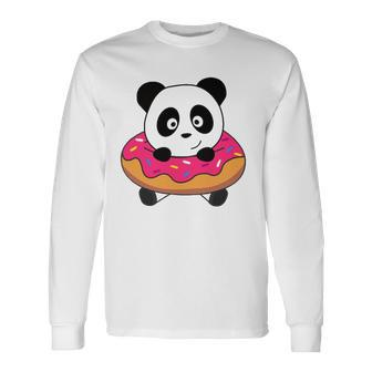 Cute Panda Bear Pandas Donut Sprinkles Long Sleeve T-Shirt T-Shirt | Mazezy