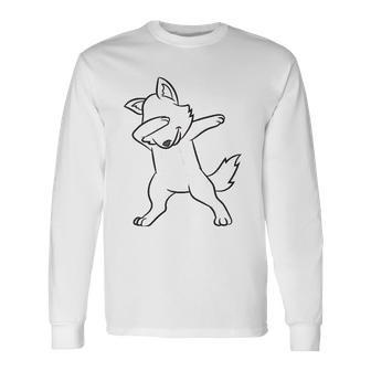Dabbing Wolf Wolf Lover Cute Wolves Long Sleeve T-Shirt T-Shirt | Mazezy