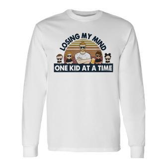 Dad Losing My Mind One Kid At A Time Long Sleeve T-Shirt T-Shirt | Mazezy