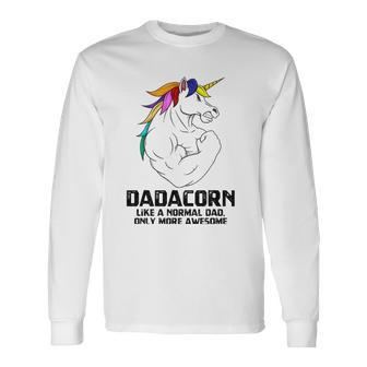 Dadacorn Muscle Dad Unicorn Fathers Day Long Sleeve T-Shirt T-Shirt | Mazezy