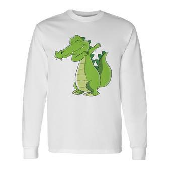Dancing Alligator Dabbing Alligator Long Sleeve T-Shirt - Thegiftio UK