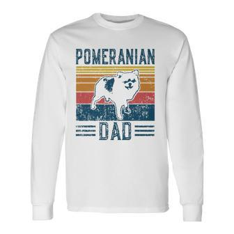 Dog Pomeranian Dog Pom Papa Vintage Pomeranian Dad Long Sleeve T-Shirt T-Shirt | Mazezy