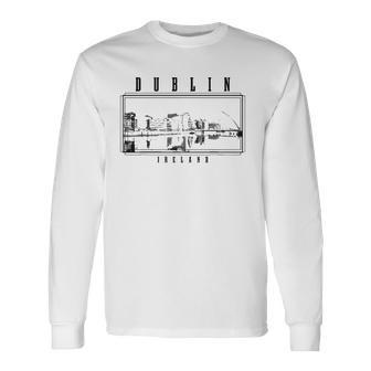 Dublin Ireland Vintage Skyline Black & White Vintage Dublin Long Sleeve T-Shirt T-Shirt | Mazezy