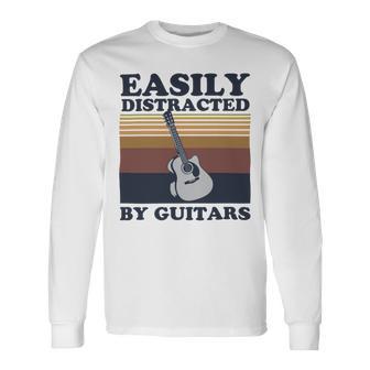 Easily Distracted By Guitars Quote For A Guitar Player Racerback Unisex Long Sleeve | Favorety AU