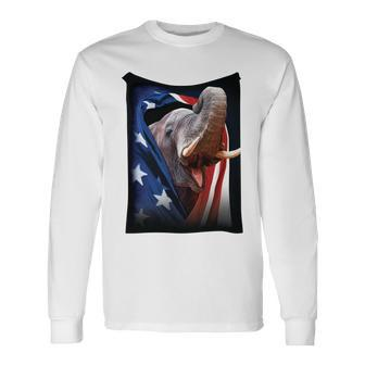 Elephant Flag Usa Long Sleeve T-Shirt - Monsterry AU