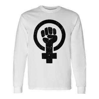 Feminist Raised Fist - Distressed Fitted Unisex Long Sleeve | Favorety CA