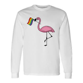 Flamingo Lgbt Flag Cool Gay Rights Supporters Long Sleeve T-Shirt - Thegiftio UK