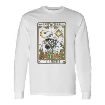 Floral Skeleton Gardening Tarot The Gardener Plant Lovers Long Sleeve T-Shirt - Thegiftio UK