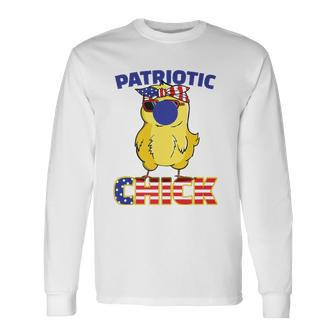 Fourth Of July 4Th Cute Patriotic Chick American Flag Long Sleeve T-Shirt T-Shirt | Mazezy