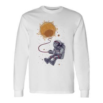 Funny Astronaut Monkey Blowing Sun V2 Unisex Long Sleeve | Favorety UK