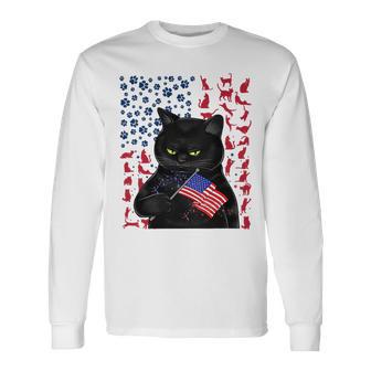 Funny Black Cat Independence Flag 633 Shirt Unisex Long Sleeve | Favorety