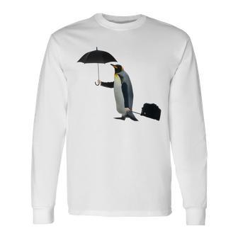 Funny Business Penguin Birds With Human Hands Unisex Long Sleeve | Favorety CA