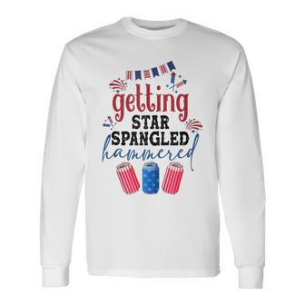 Getting Star Spangle Hammered America Western 4Th Of July Long Sleeve T-Shirt - Seseable