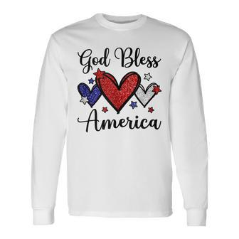 God Bless America Patriotic 4Th Of July Motif For Christians Long Sleeve T-Shirt - Seseable