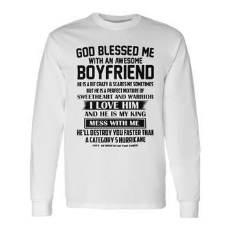 God Blessed Me With An Awesome Boyfriend Unisex Long Sleeve | Favorety DE