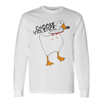 Goose With Knife Sticker Goose Sticker Funny Quotes Funny Animal Stickerspeace Was Never An Option Unisex Long Sleeve | Favorety UK