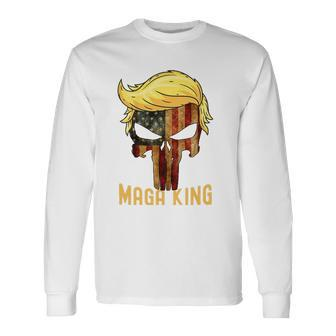 The Great Maga King Donald Trump Skull Maga King Long Sleeve T-Shirt T-Shirt | Mazezy