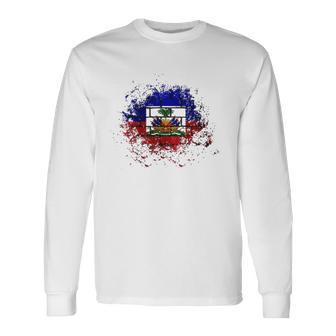 Haiti Haitian Flag Day Proud Country Love Ayiti Long Sleeve T-Shirt - Thegiftio UK