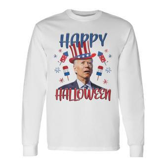 Halloween Happy 4Th Of July Anti Joe Biden Men Women Long Sleeve T-Shirt - Seseable
