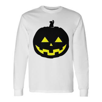 Happy Halloween Scary Black Pumpkin Pattern Unisex Long Sleeve | Favorety UK