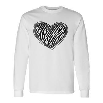 Heart Zebra Print I Love Zebra Long Sleeve T-Shirt - Thegiftio UK