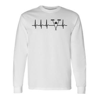 Heartbeat Curling Tshirt Cool Funny Nerdy Comic Graphic Curling Curling Player Curling Pla V2 Unisex Long Sleeve | Favorety UK