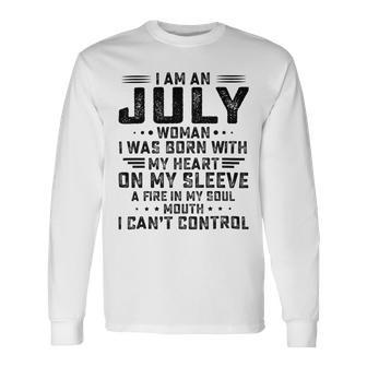 I Am An July Woman I Was Born With My Heart On My Sleevepng V2 Unisex Long Sleeve | Favorety CA