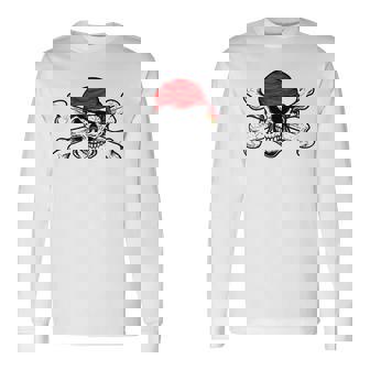 Jolly Roger Pirate Skull And Crossbones Flag Long Sleeve T-Shirt - Thegiftio