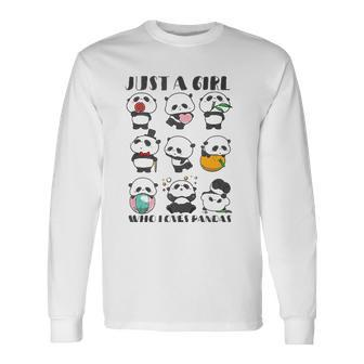 Just A Girl Who Loves Pandas For Lover Panda Long Sleeve T-Shirt T-Shirt | Mazezy