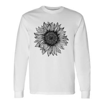 Be Kind Sunflower Minimalistic Flower Plant Artwork Long Sleeve T-Shirt T-Shirt | Mazezy
