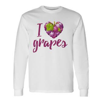 I Love Grapes Fruit Lovers Long Sleeve T-Shirt | Mazezy
