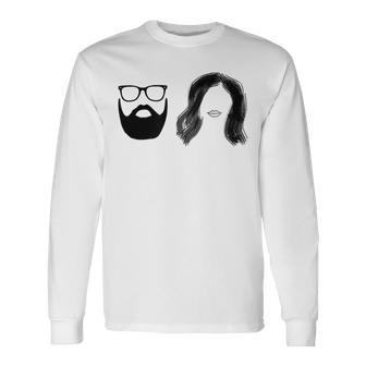 Man With Beard And Glasses With Woman Wavy Hair Unisex Long Sleeve | Favorety CA