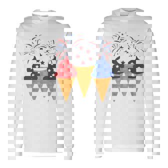 Memorial Day 4Th Of July Holiday Patriotic Ice Cream Long Sleeve T-Shirt - Monsterry