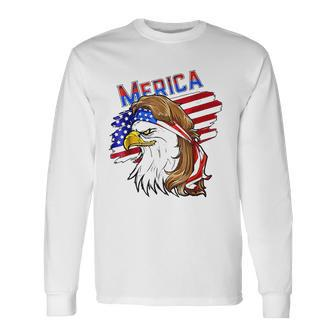 Merica Eagle American Flag Mullet Hair Redneck Hillbilly Long Sleeve T-Shirt T-Shirt