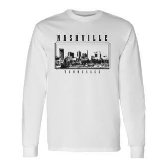 Nashville Tennessee Vintage Skyline Country Music City Long Sleeve T-Shirt T-Shirt | Mazezy