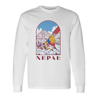 Nepal Himalayan Mountain Prayer Flags Long Sleeve T-Shirt T-Shirt | Mazezy UK