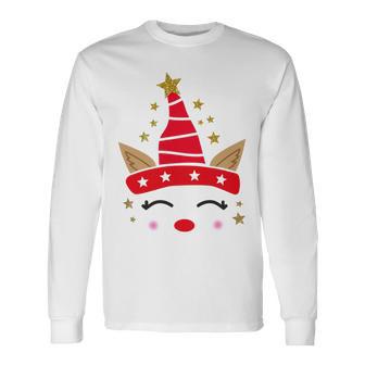 New Christmas Unicorn Face Santicorn Cute Unisex Long Sleeve | Favorety