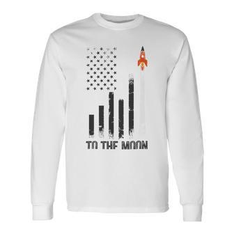 Official To The Moon Distressed Us Flag Stock Market Amc Gme Investor Cryptocurrency Investor Funny Unisex Long Sleeve | Favorety