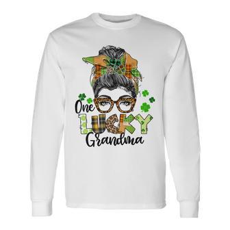 One Lucky Grandma Shamrock Plaid Leopard St Patricks Day Unisex Long Sleeve | Favorety AU