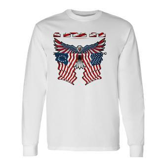 Papa American Flag Eagle Fathers Day Long Sleeve T-Shirt T-Shirt | Mazezy