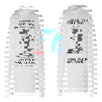 Papa Grandpa Worlds Best Papa Shark Long Sleeve T-Shirt | Seseable FR