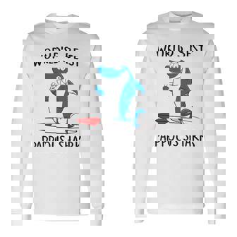 Pappous Grandpa Worlds Best Pappous Shark Long Sleeve T-Shirt - Seseable