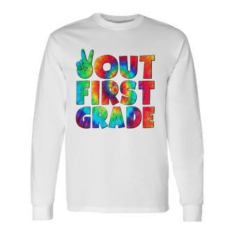 Peace Out First 1St Grade Graduation Last Day Of School Long Sleeve T-Shirt T-Shirt | Mazezy