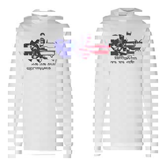 Peace Love America 4Th Of July Women American Flag Usa Long Sleeve T-Shirt - Seseable