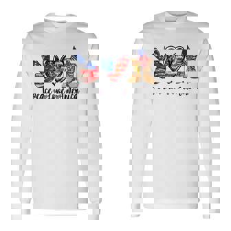 Peace Love America Vintage 4Th Of July Western America Flag V2 Long Sleeve T-Shirt - Seseable