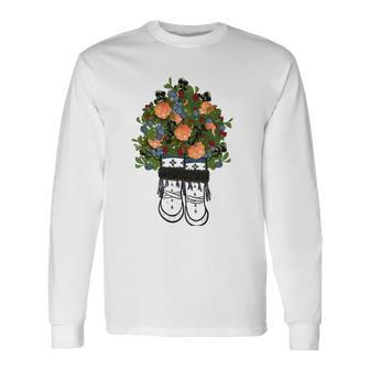 Peach Flower On Boots Lovers Long Sleeve T-Shirt T-Shirt | Mazezy