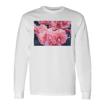 Pink Roses In Garden Unisex Long Sleeve | Favorety